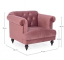 Poltrona Blossom classica effetto velluto rosa antico 97x82x78h cm