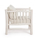 Poltrona bianco con cuscino in teak in stile naturale