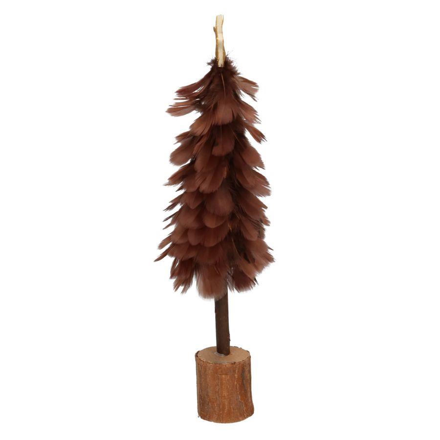 Albero legno con piume marrone cmø9h32