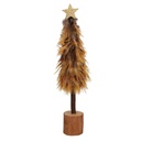 Albero legno con piume oro cmø8h31
