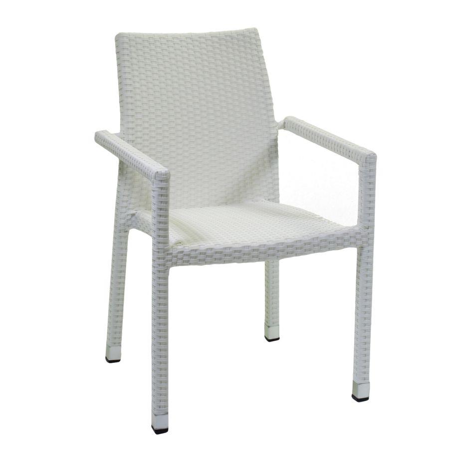 Poltrona giardino  adila polyrattan bianco ghiaccio quadro cm60