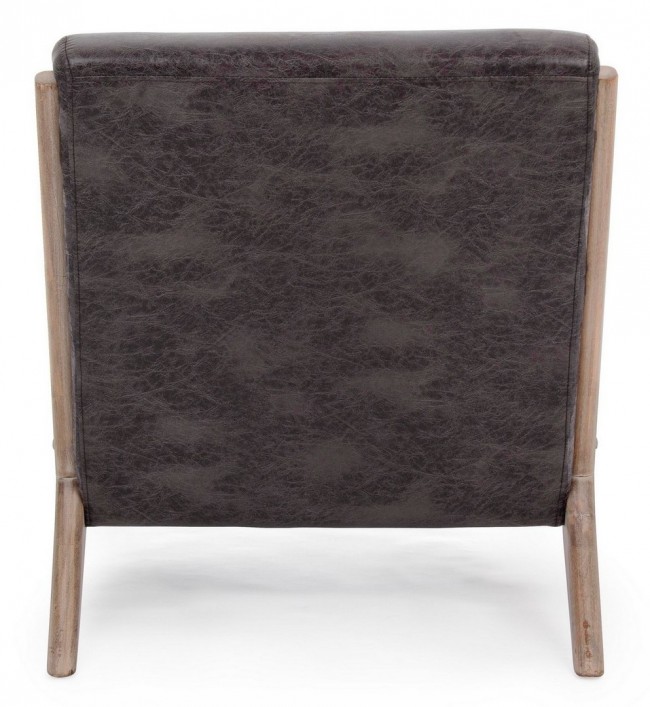 Poltrona in similpelle con cuscino stile vintage