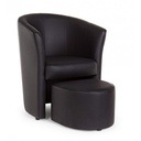 Poltrona in similpelle con pouf estraibile Nero RITA 64,5x 59,5x h78 cm