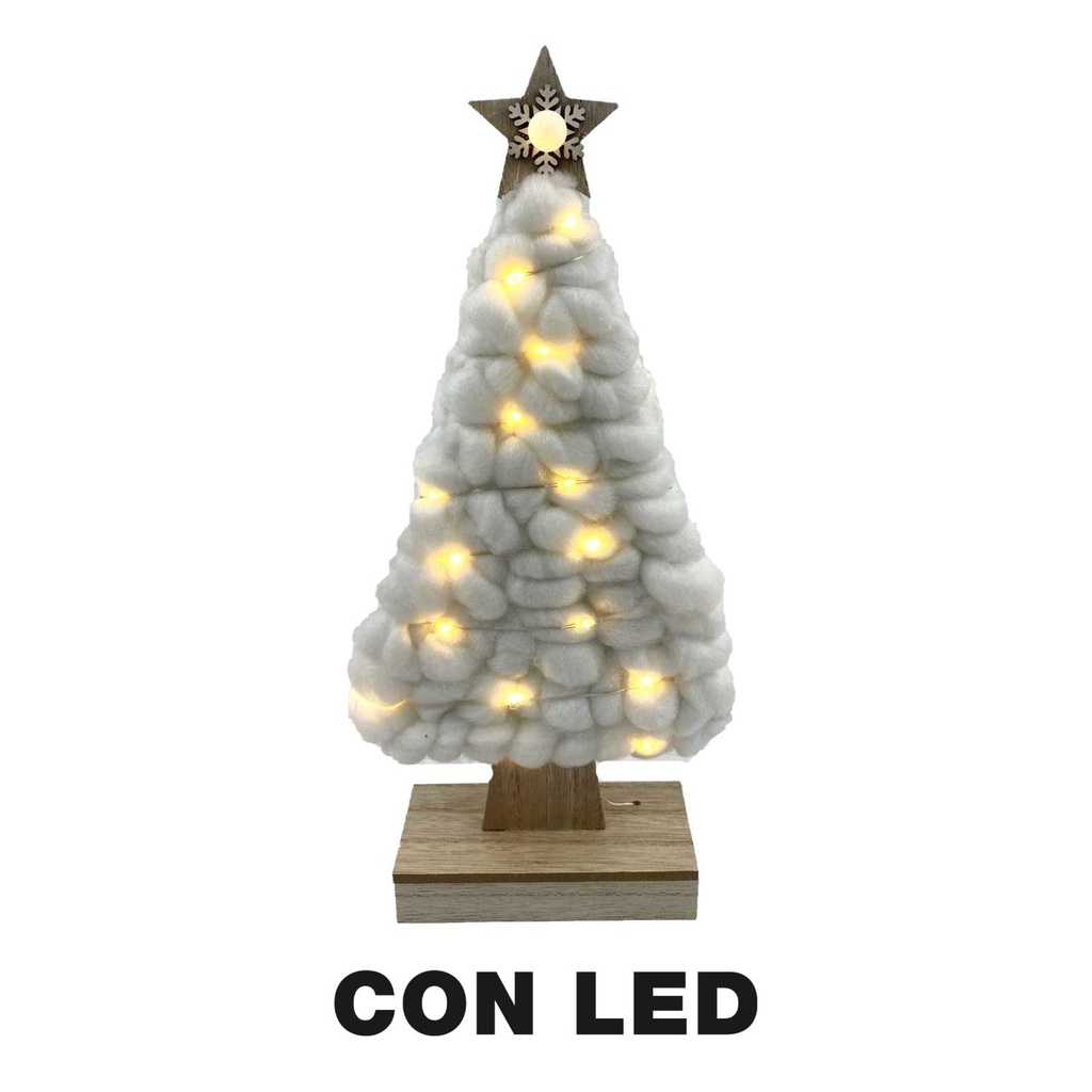 Albero legno tessuto led bianco cm15x5h33