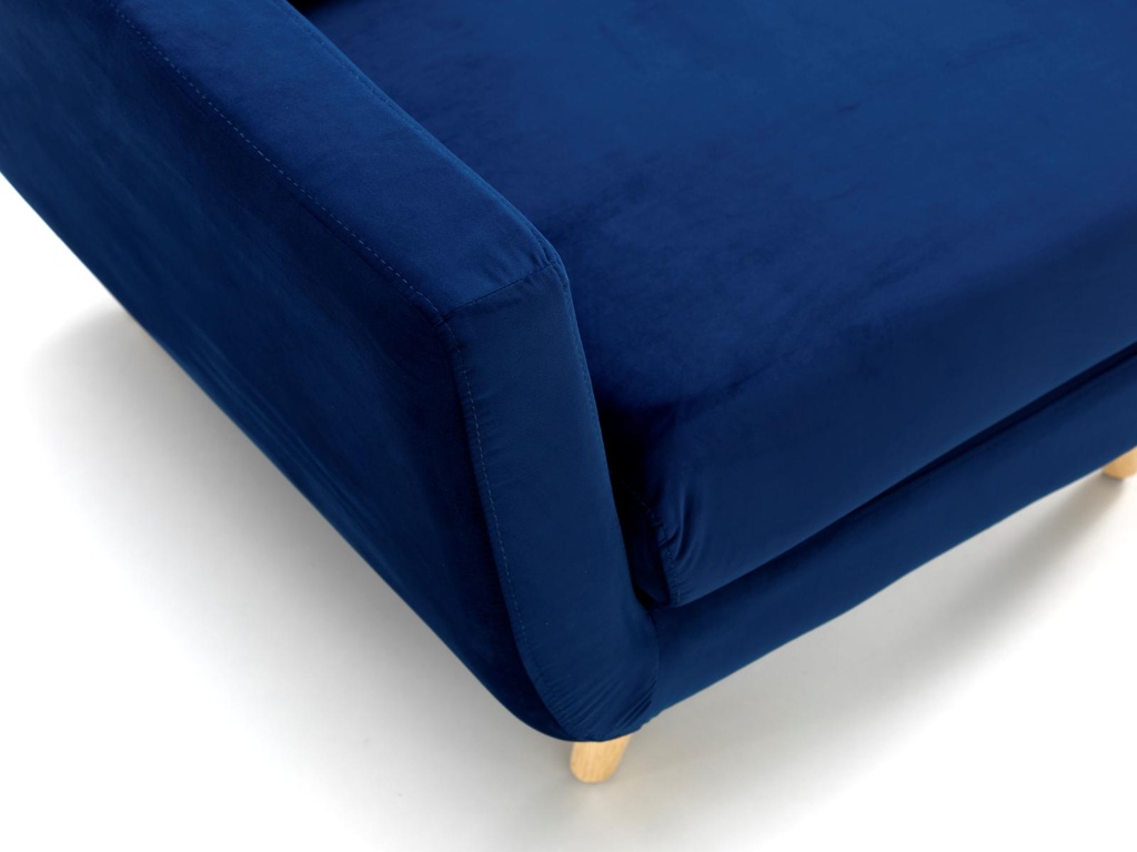 Poltrona in tessuto blu con gambe marroni chiaro 89x97,5x82h cm 