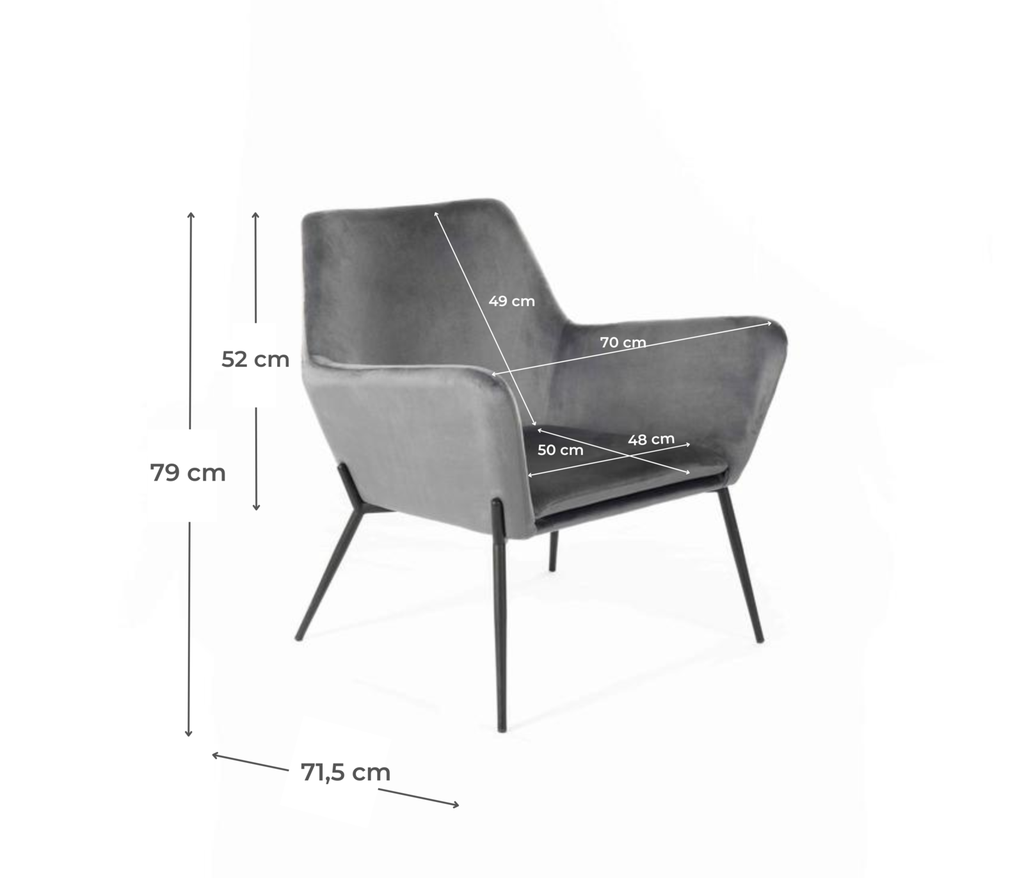 Poltrona in velluto 70 x 71,5 x 79 cm