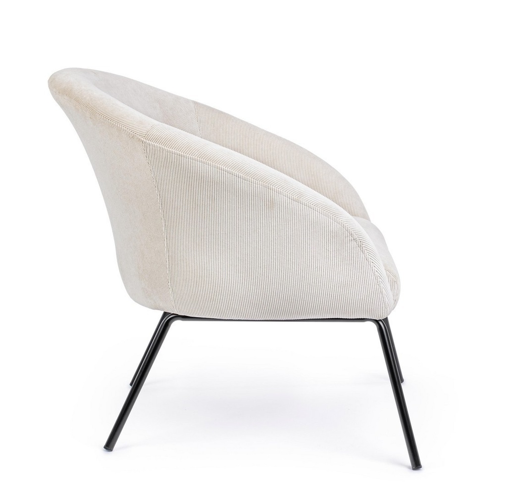 Poltrona metallo velluto bianco Aiko Velvet cm 80 x 76 x 75