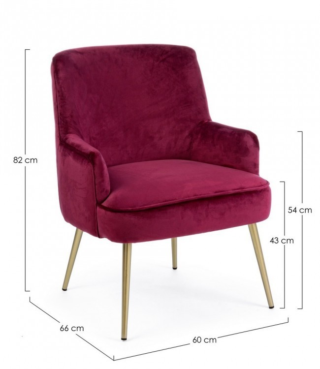 Poltrona moderna velluto bordeaux Clelia