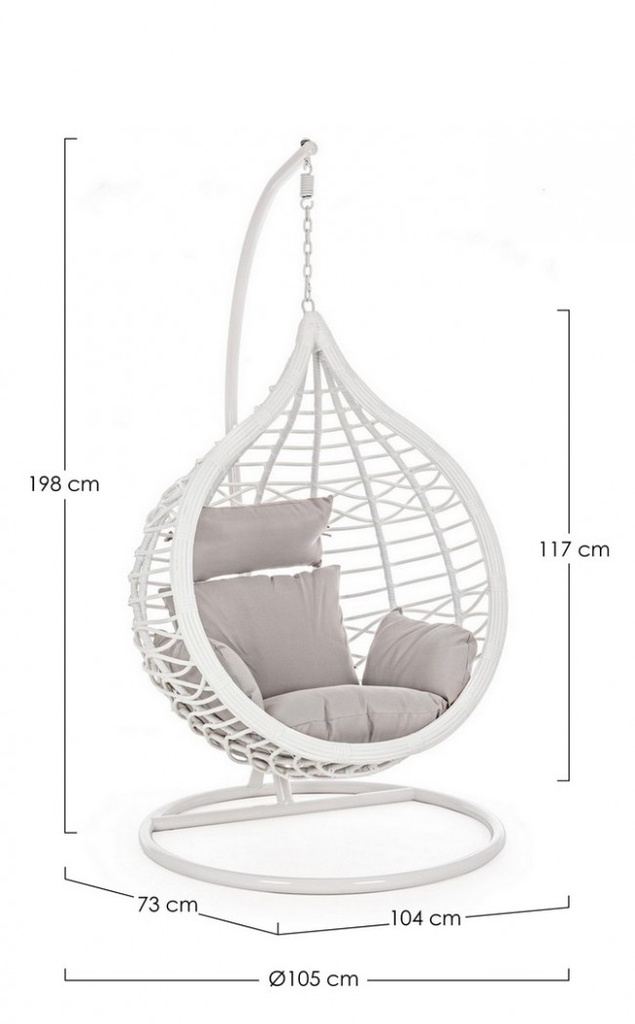 Poltrona sospesa bianco con cuscino in fibra sintetica