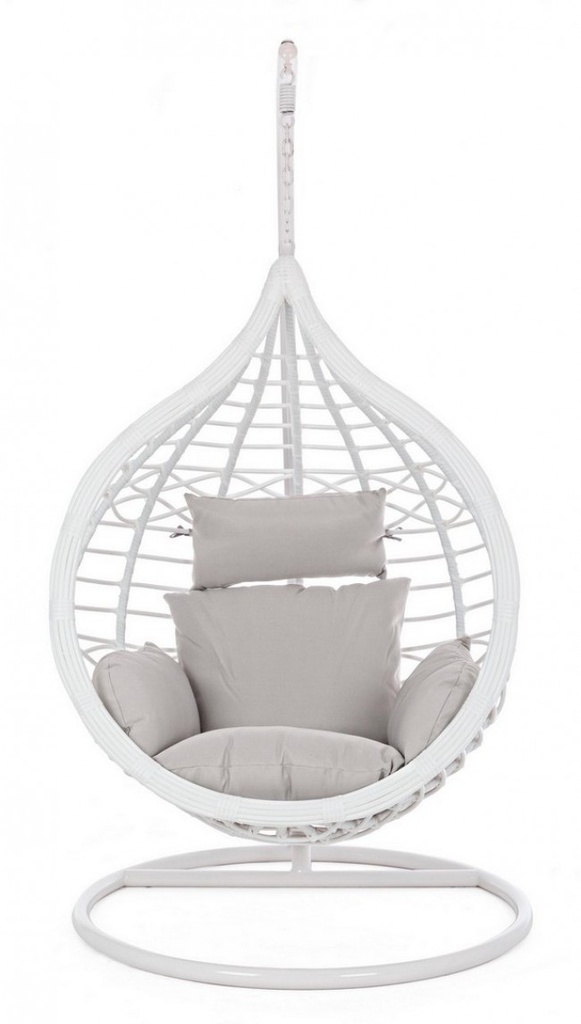 Poltrona sospesa bianco con cuscino in fibra sintetica