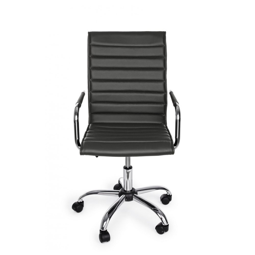 Poltrona ufficio con braccioli Perth grigio scuro in ecopelle