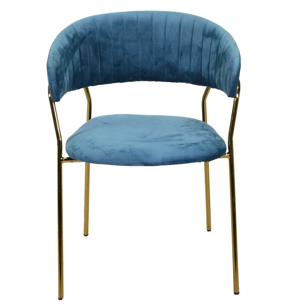 Poltrona velluto Brendeburgo blu ottanio cm 57x52h49/74/78