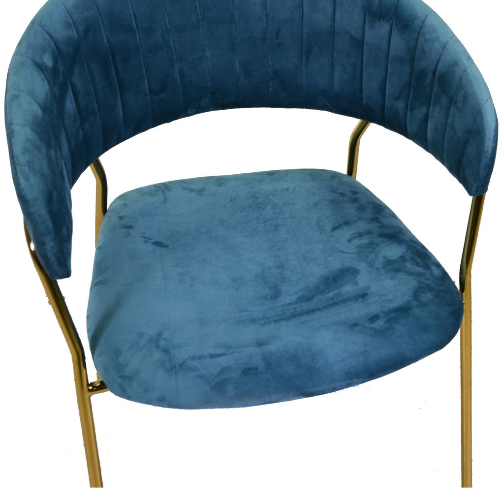 Poltrona velluto Brendeburgo blu ottanio cm 57x52h49/74/78