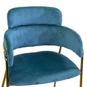 Poltrona velluto hannover blu ottanio cm 52x52h79