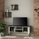 Porta TV Klappe antracite con ante bianche vintage e due mensole 56,50x125,50x33 cm
