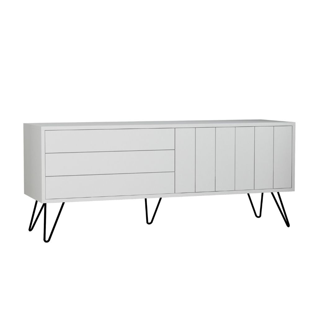 Porta TV con Struttura e 2 Ante a Ribalta Bianco  H 57 x L 139 x P 36 cm