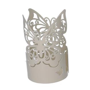 Portabicchiere metallo farfalla crema tondo cm ø8h20