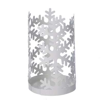 Round white snowflake metal tumbler holder cm ø8h20