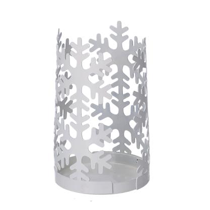 Round white snowflake metal tumbler holder cm ø8h20