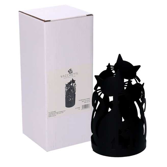 Portabicchiere metallo gatti nero tondocm ø8h20