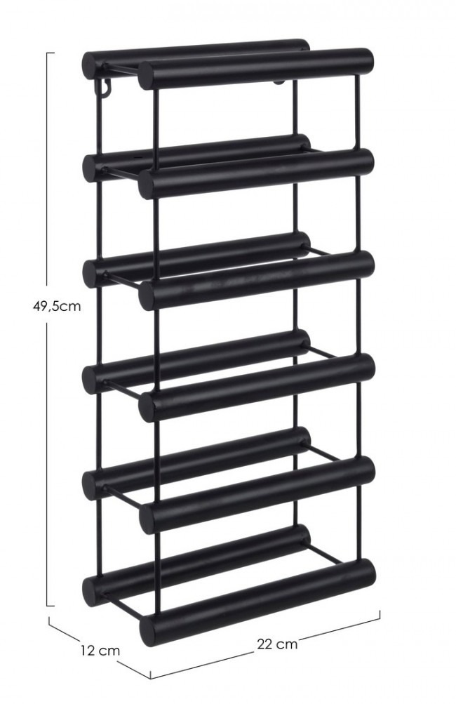 Portabottiglie MORIZ nero in acciaio da 6 bottiglie 49.5h cm