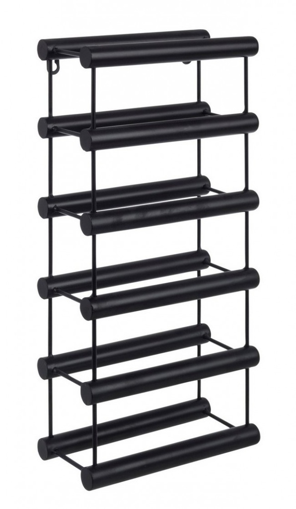 Portabottiglie MORIZ nero in acciaio da 6 bottiglie 49.5h cm