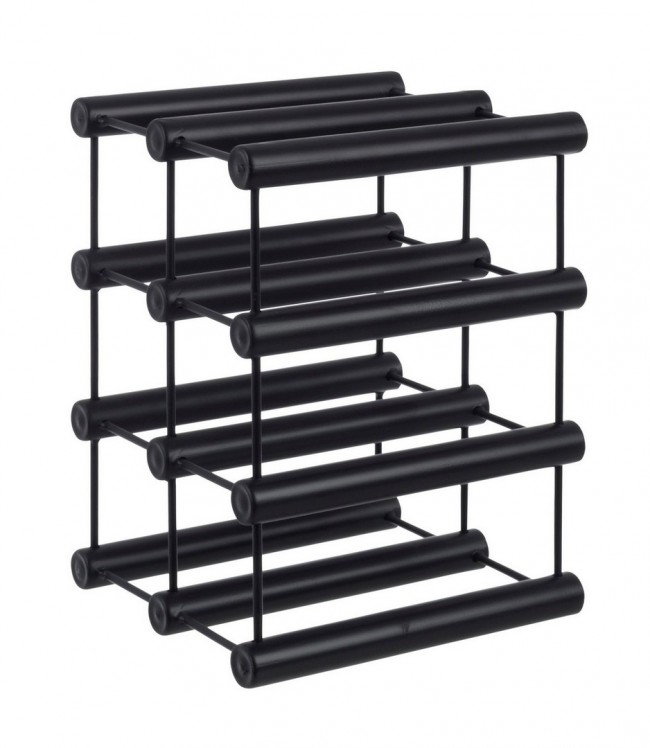 Portabottiglie MORIZ nero in acciaio da 8 bottiglie 21h cm