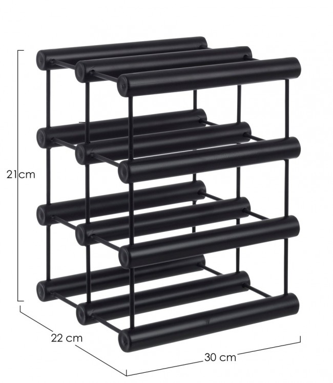 Portabottiglie MORIZ nero in acciaio da 8 bottiglie 21h cm