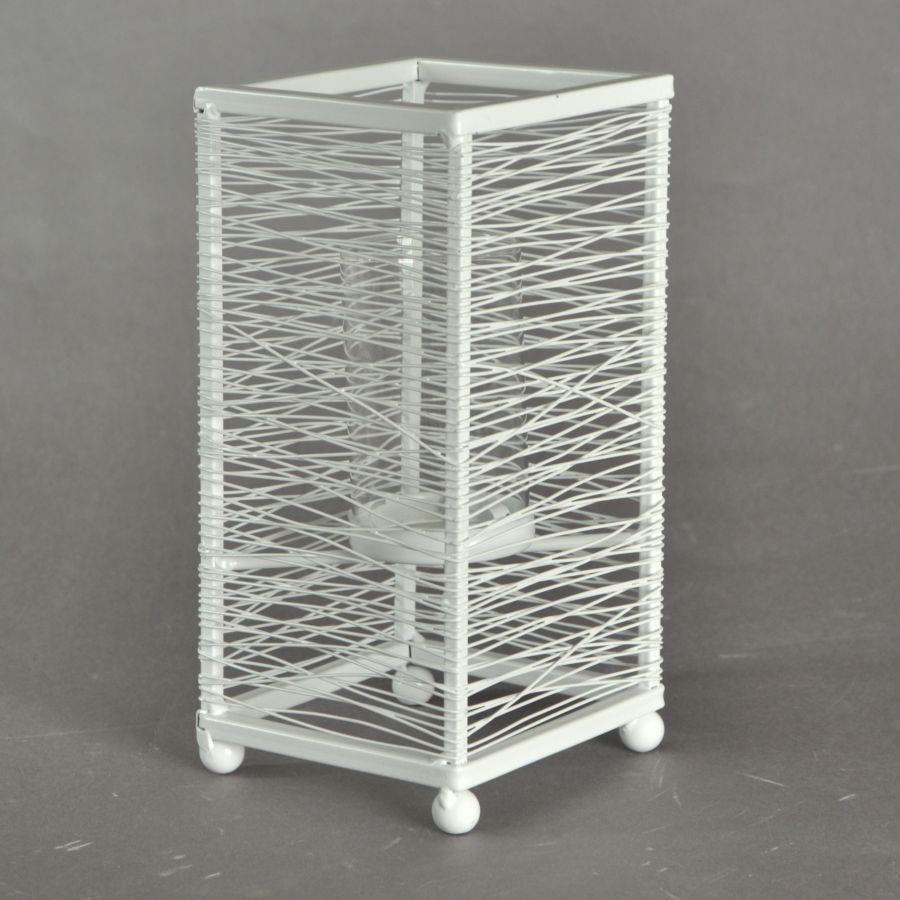 Portacandele metallo bianco piccolo cm 11x11h23