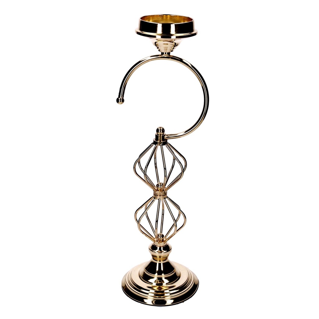 Gold metal candle holder cm16x15h49