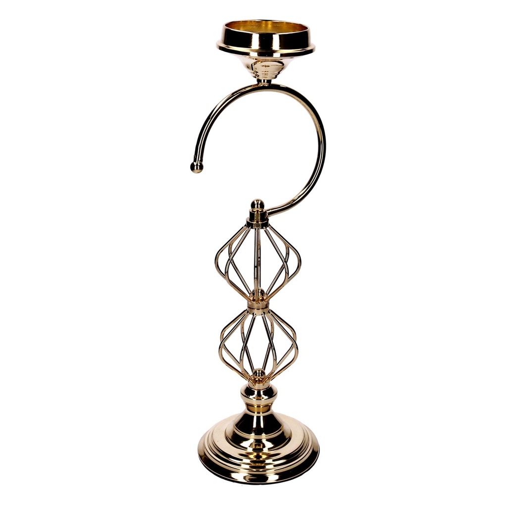 Gold metal candle holder cm16x15h49