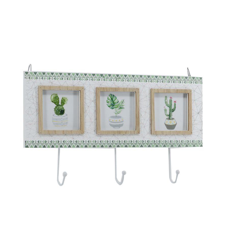 Wall photo frame cactus wood multiple 3pwith hanger 3 places cm34x19,5x3,5