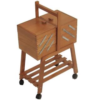 Workbench n.20 walnut cm34xh47-57x20 with beech wheels made in italy