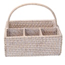 Portaposate rattan algarve bianco rettangolare cm26x20h11/22
