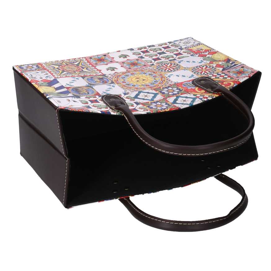 Portariviste ecopelle carretto siciliano rettangolare cm 33,5x15,5h25,5