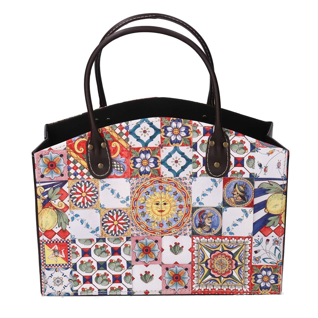 Portariviste ecopelle carretto siciliano rettangolare cm 33,5x15,5h25,5