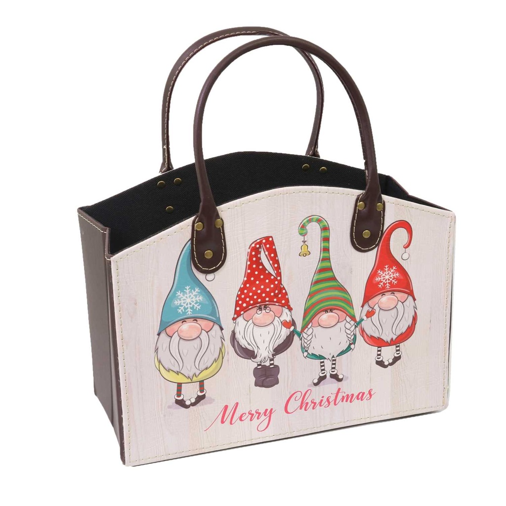 Rectangular gnomes faux leather magazine rack cm33,5x15,5h25,5