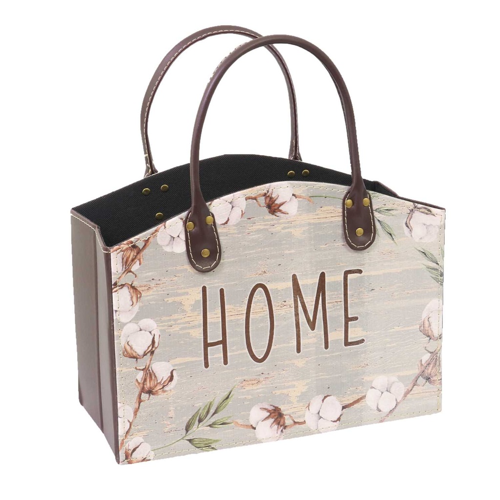 Rectangular home gray faux leather magazine rack cm33,5x15,5h25,5