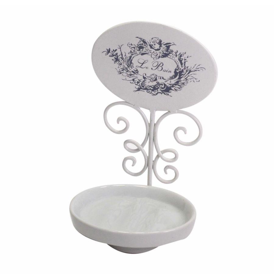 Portasapone metallo ceramica le bain bianco cm 14x10h21,5