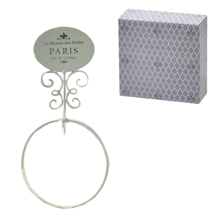 Portasciugamani a muro metallo paris bianco anello cm 20x6h38,5