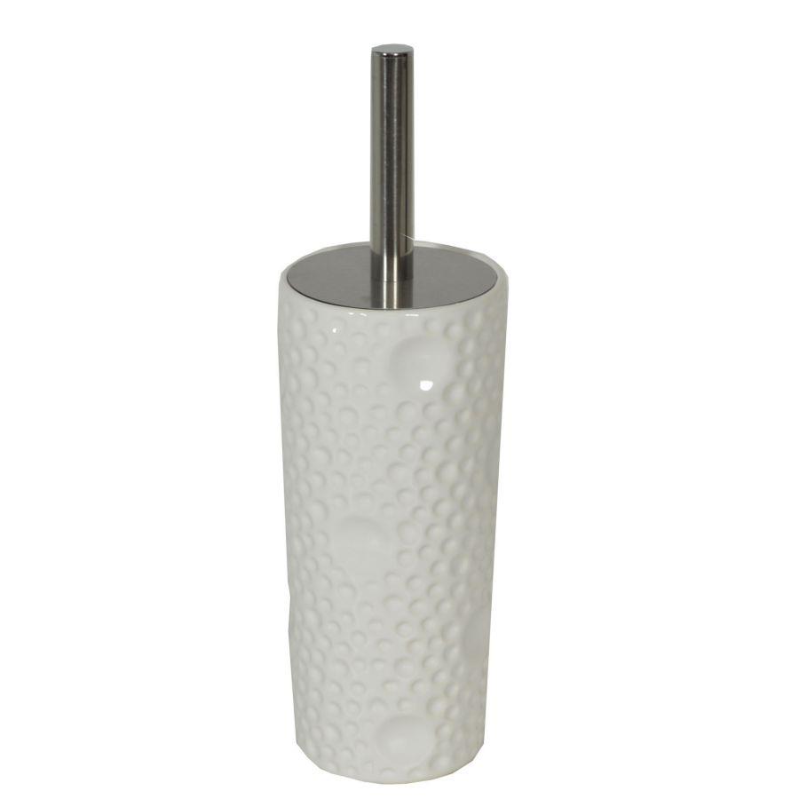 Portascopino ceramica bianco bolle tondo cmø10h24/34