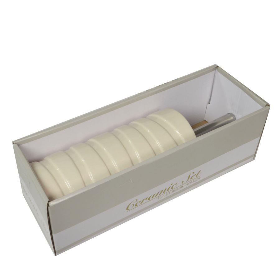 Portascopino ceramica bianco cerchi tondo cmø10,5h22/32