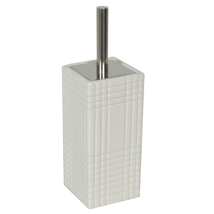 Portascopino ceramica bianco intreccio quadro cm 10x10h24/34