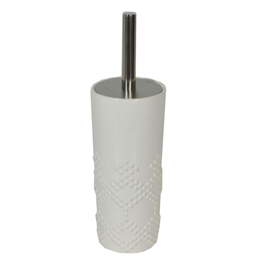 Portascopino ceramica bianco puntini tondo cmø10h24/34