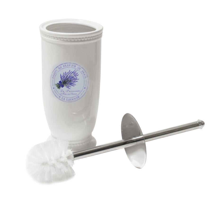 Portascopino ceramica lavanda bianco tondo cmø11,5h23,8