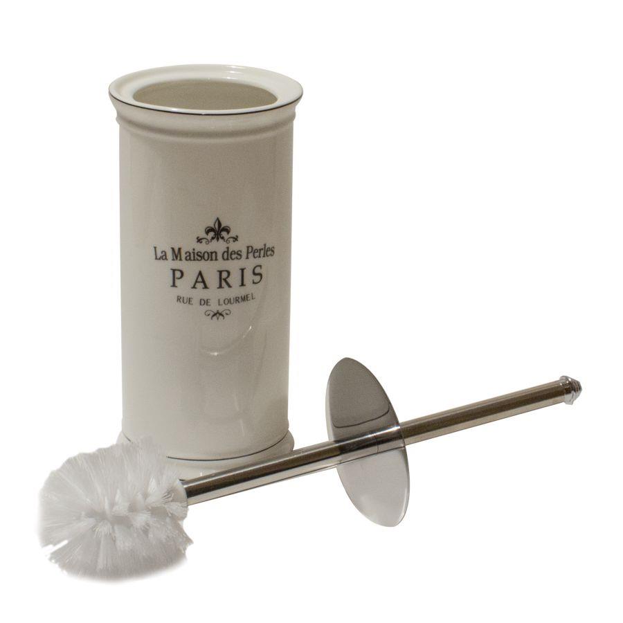 Portascopino ceramica paris bianco tondo cmø11,5h24