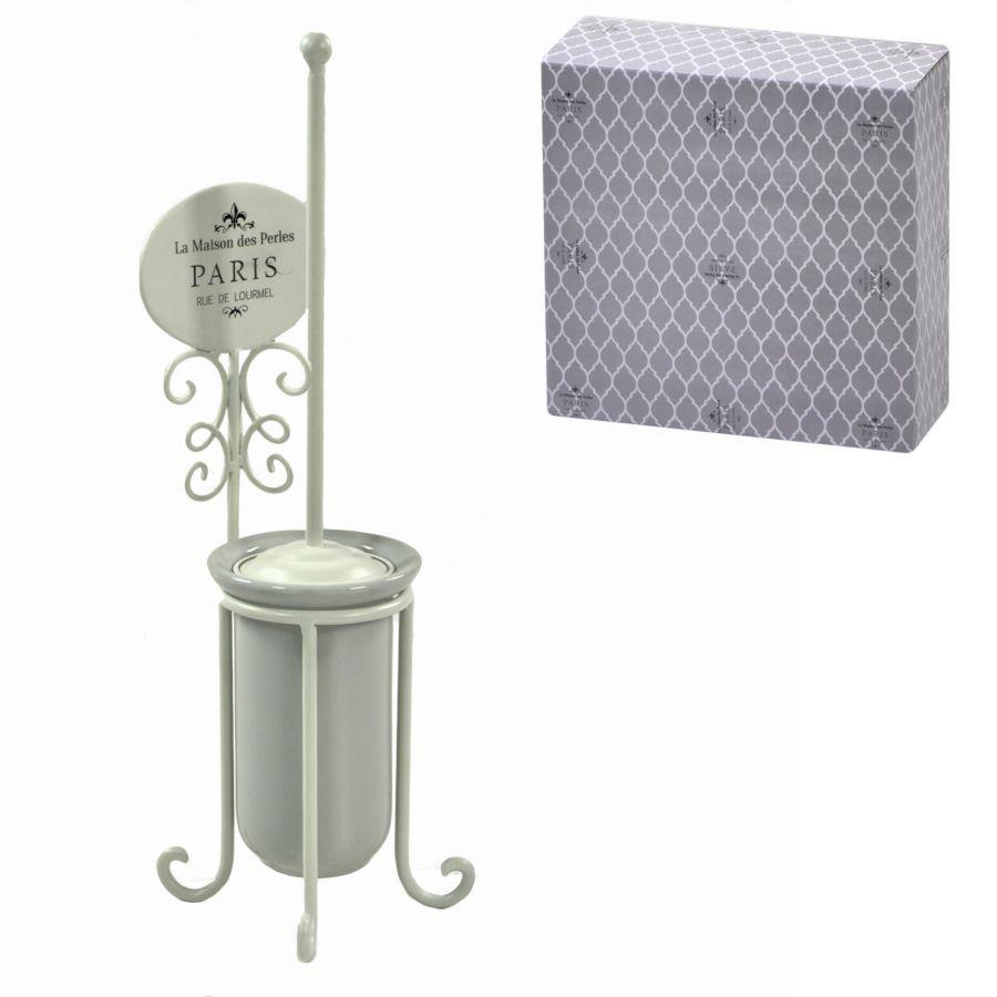 Portascopino metallo paris bianco cm 14x15h51