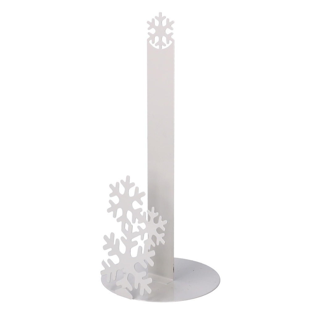 Round white snowflake metal paper towel holder cm ø15h33