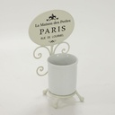 Portaspazzolini metallo ceramica paris bianco cm 13,3x12h22,5