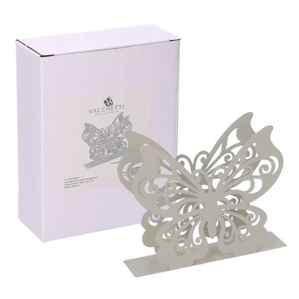 Portatovaglioli metallo farfalla crema rettangolare cm 14,5x4h12